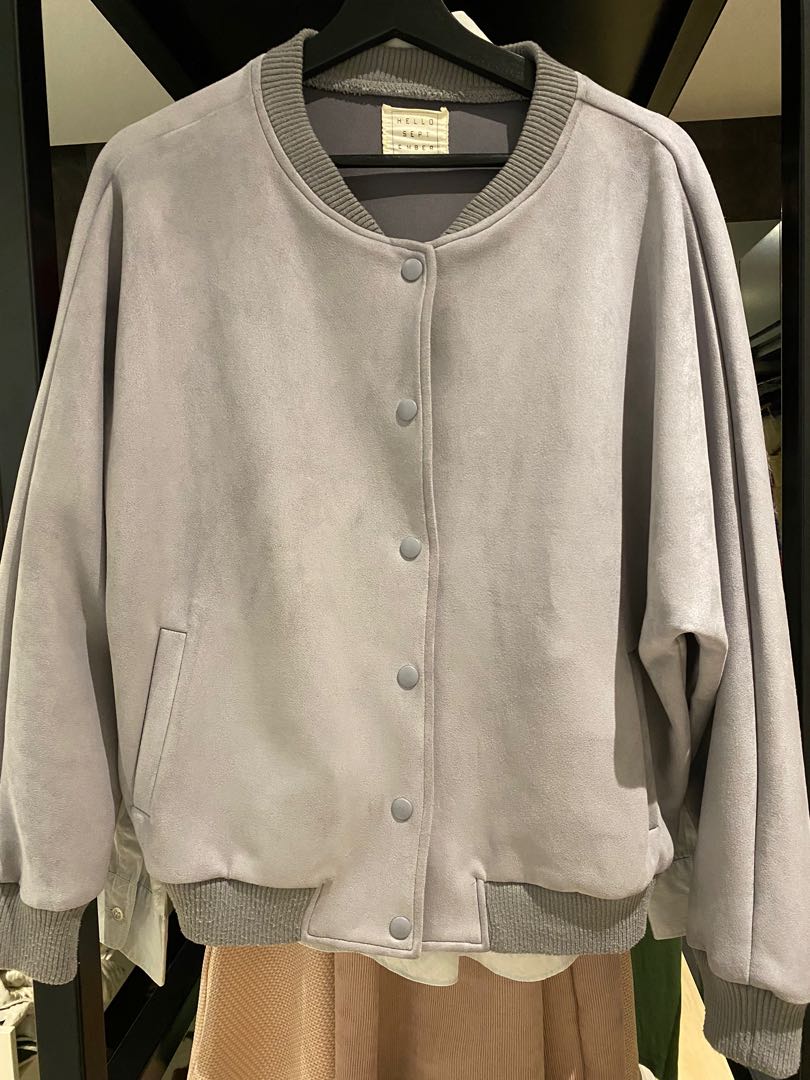 Light grey Bomber Jacket, Women's Fashion, Coats, Jackets and Outerwear