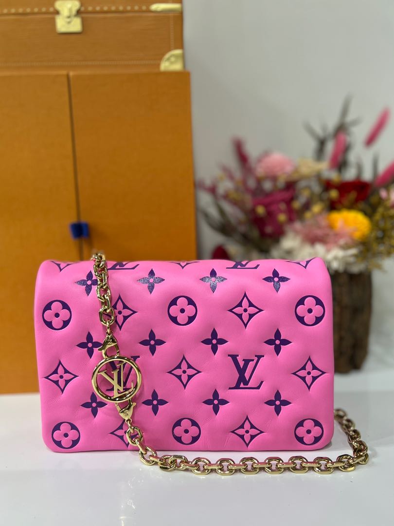 Louis Vuitton Pink/Purple Lambskin Leather Pochette Coussin