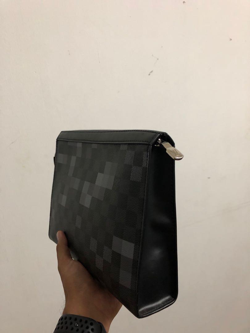 Gray Louis Vuitton Damier Graphite Pixel Pochette Voyage MM Clutch Bag