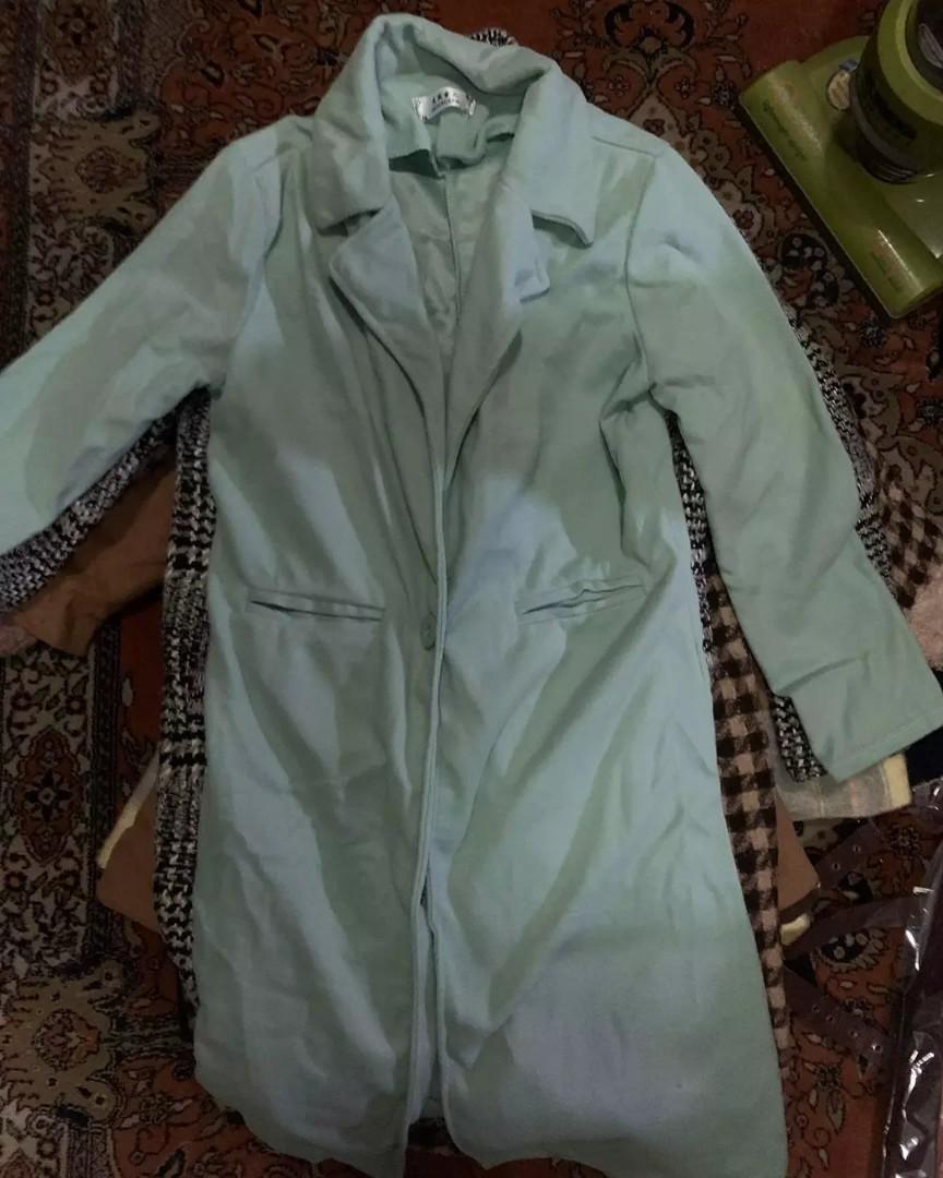 mint green wool coat