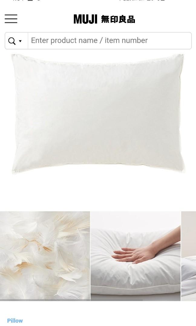 Muji Feather Pillow 43cm x 63cm Furniture Home Living Bedding Towels on Carousell