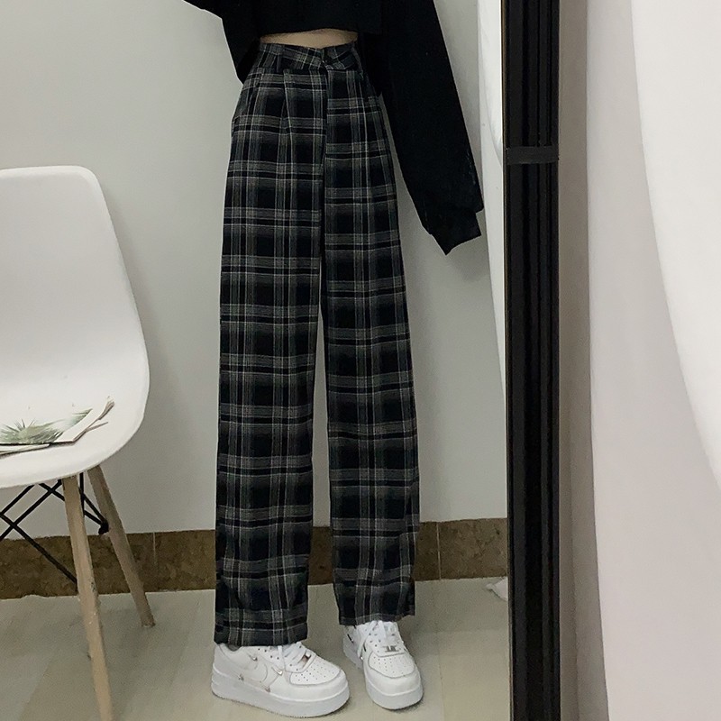 Plaid Checkered Wide Leg High Waist 