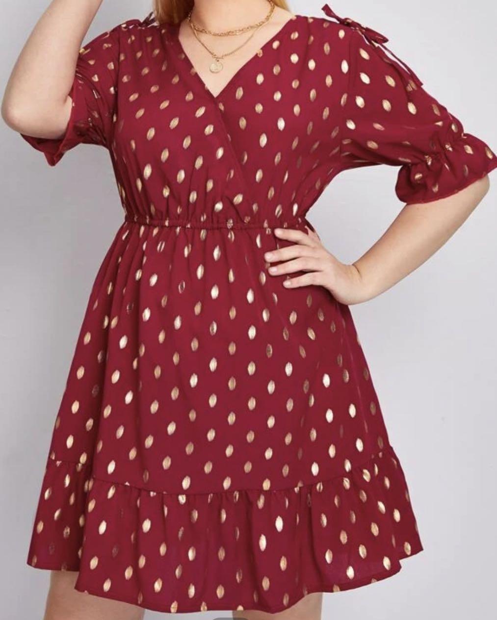 Plus Size Red Polka Dot Dress UK18 20 Women s Fashion Dresses