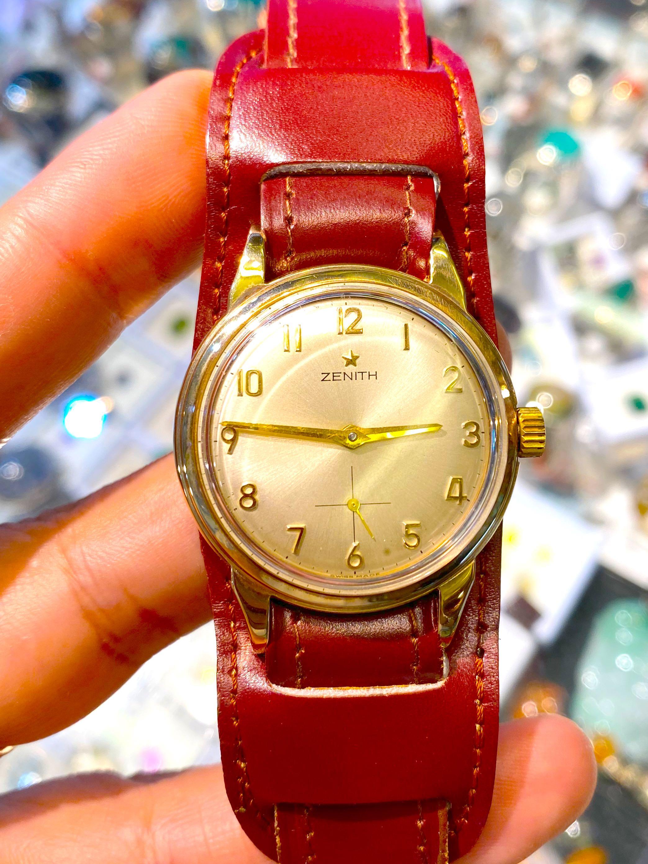 Rare 1967 Solid 9K Gold Case Dial Mint Condition Zenith Watch