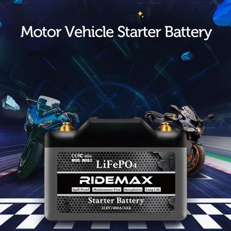 RIDEMAX Motorcycle Lithium Battery Motorbike Starter Battery LiFePO4 ...