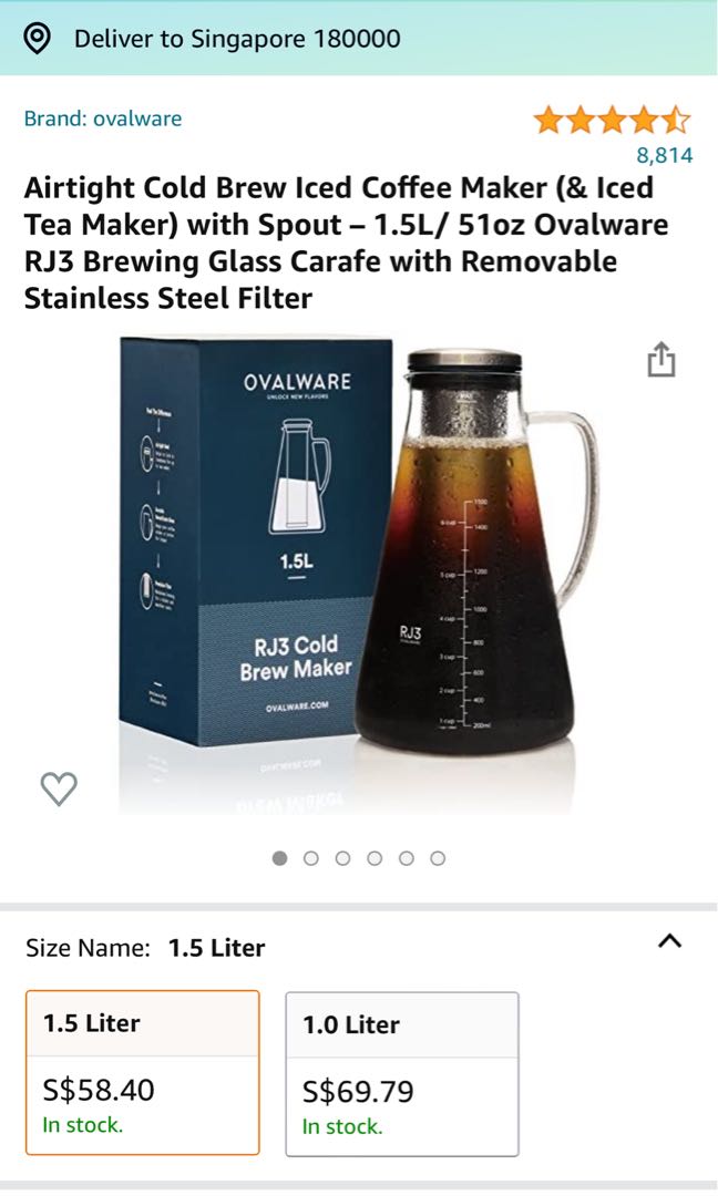 Semko Airtight cold brew coffee maker 1.5litres, TV & Home Appliances