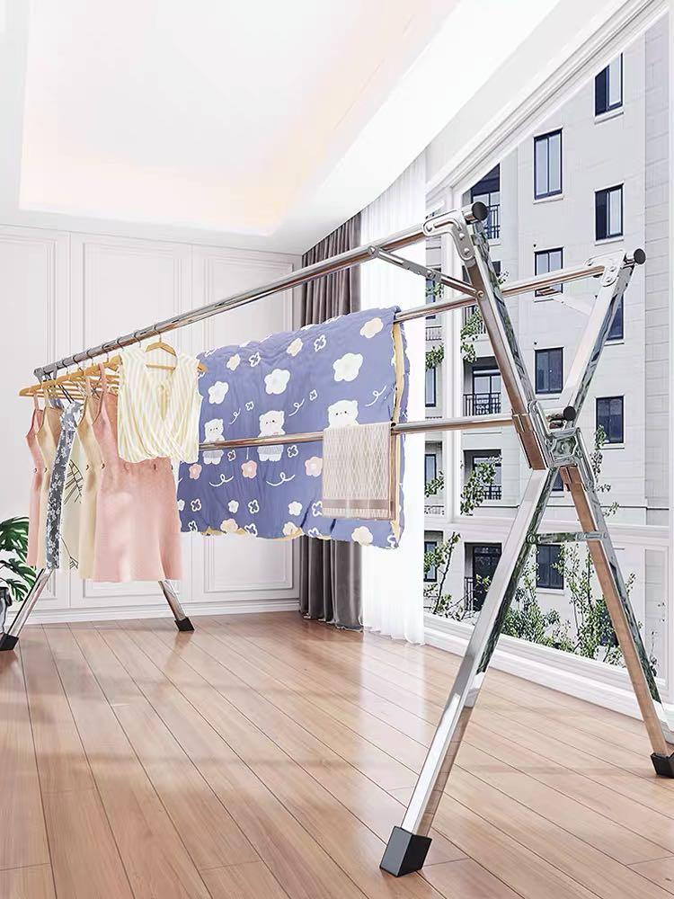 Stainless steel extendable Laundry Rack, double poles drying rack ...