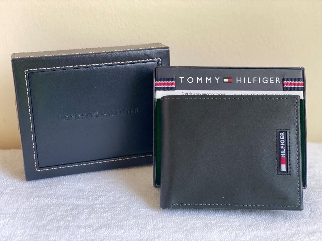 Tommy Hilfiger Mens RFID Extra Capacity Slimfold Black Leather