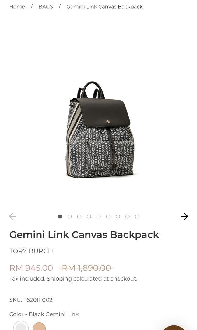 Tory Burch Gemini Link Canvas Backpack, Luxury, Bags & Wallets on Carousell