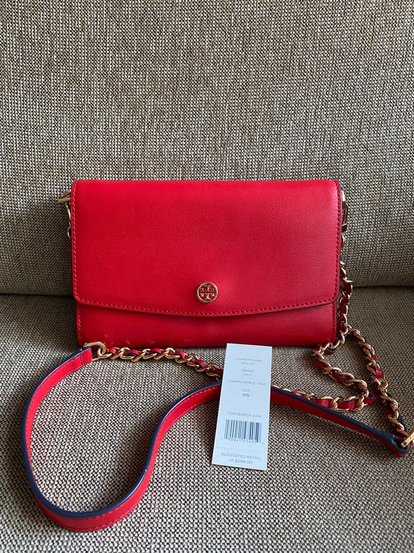 Tory Burch Parker Convertible Shoulder Bag Cherry Apple Red Navy