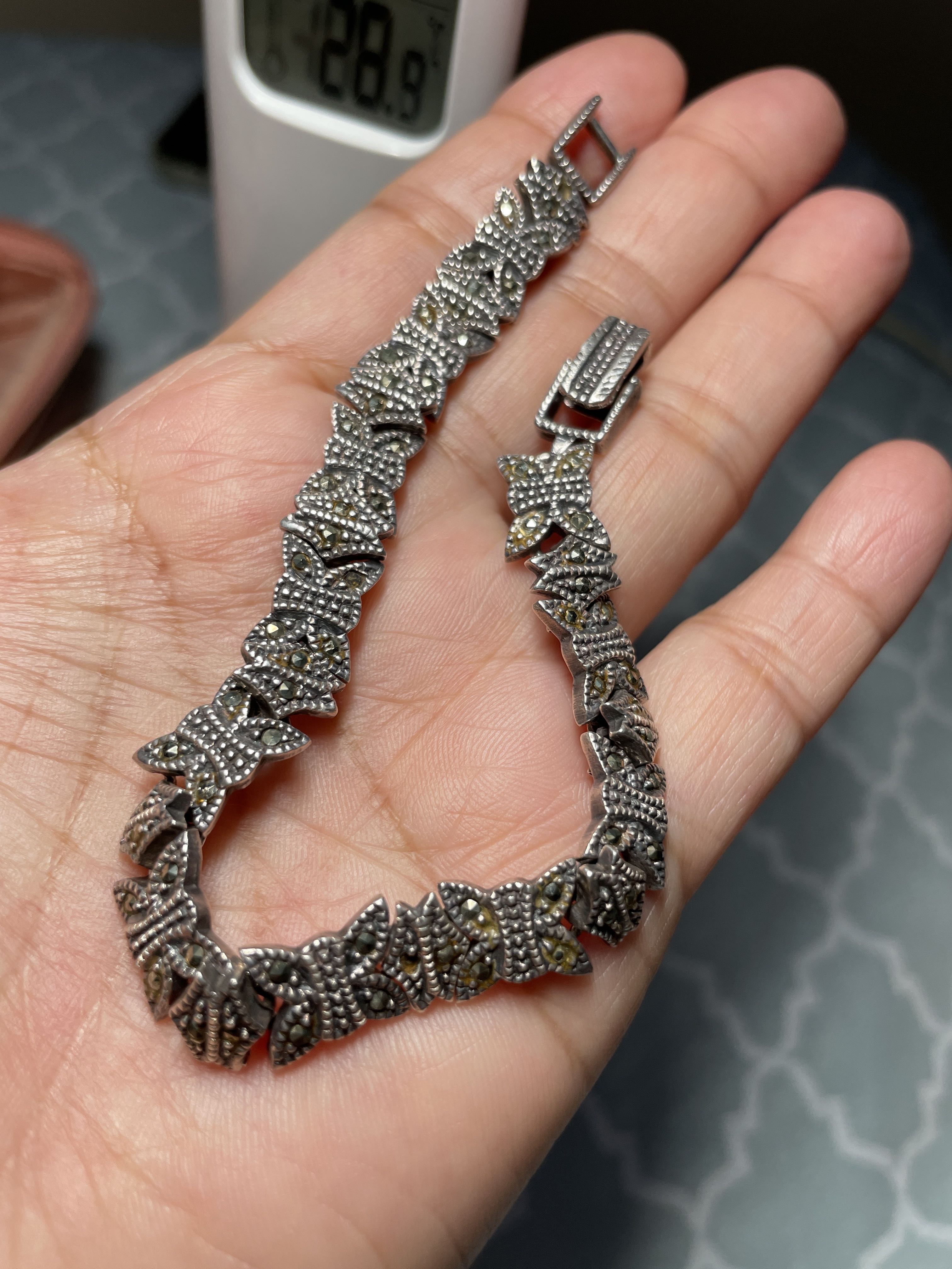 Vintage 925 silver marcasite bracelet