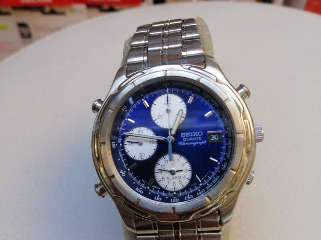 （新店開張）Brand New Vintage Seiko 7T32-6E69 Stainless Steel Quartz Alarm  Chronograph Watch Water Resistant （有代客換電和改帶服務） (歡迎消費券), 男裝, 手錶及配件, 手錶-  Carousell
