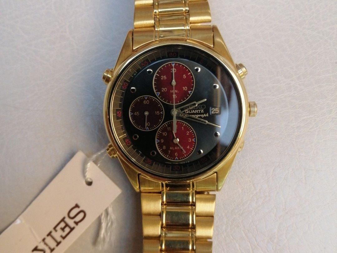 新店開張）Brand New Vintage Seiko 7T32-7A49 Gold-Plated Quartz Alarm Chronograph  Watch （有代客換電和改帶服務） (歡迎消費券）, 男裝, 手錶及配件, 手錶- Carousell