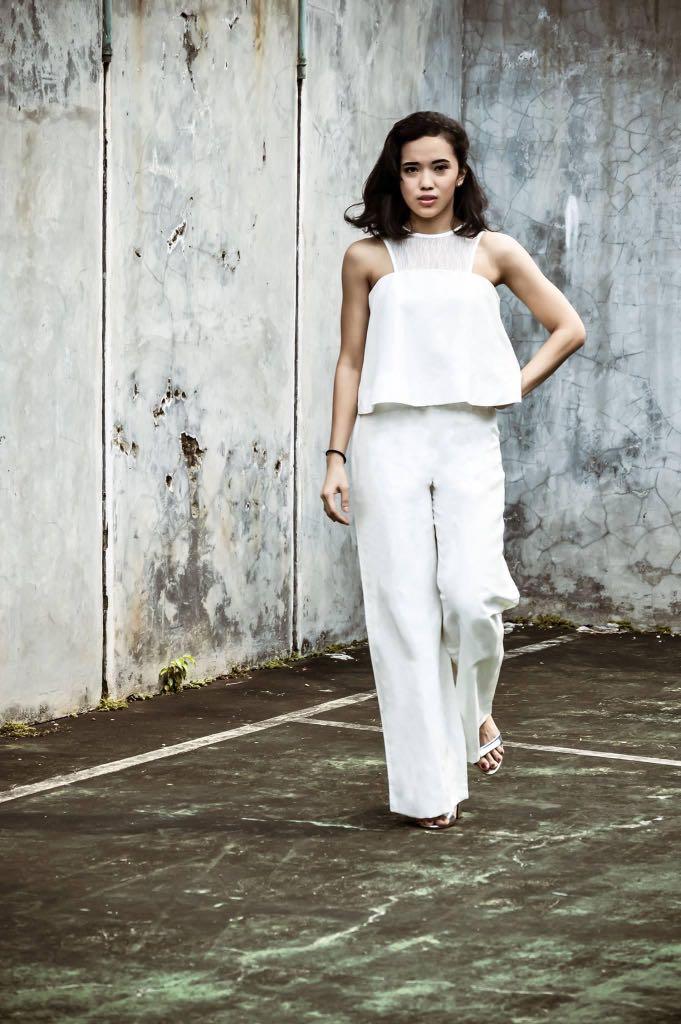 Designer white jumpsuit sales