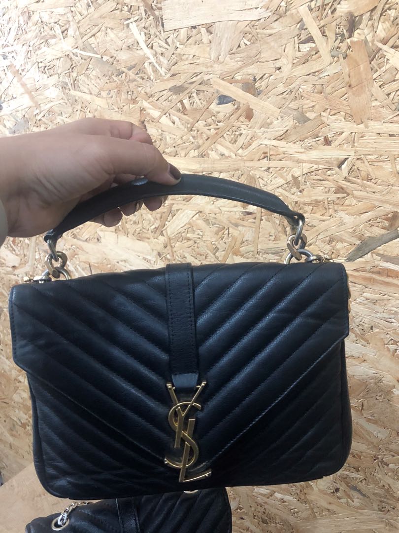 YSL Medium College Gold Bag Luxury Bags Wallets on Carousell
