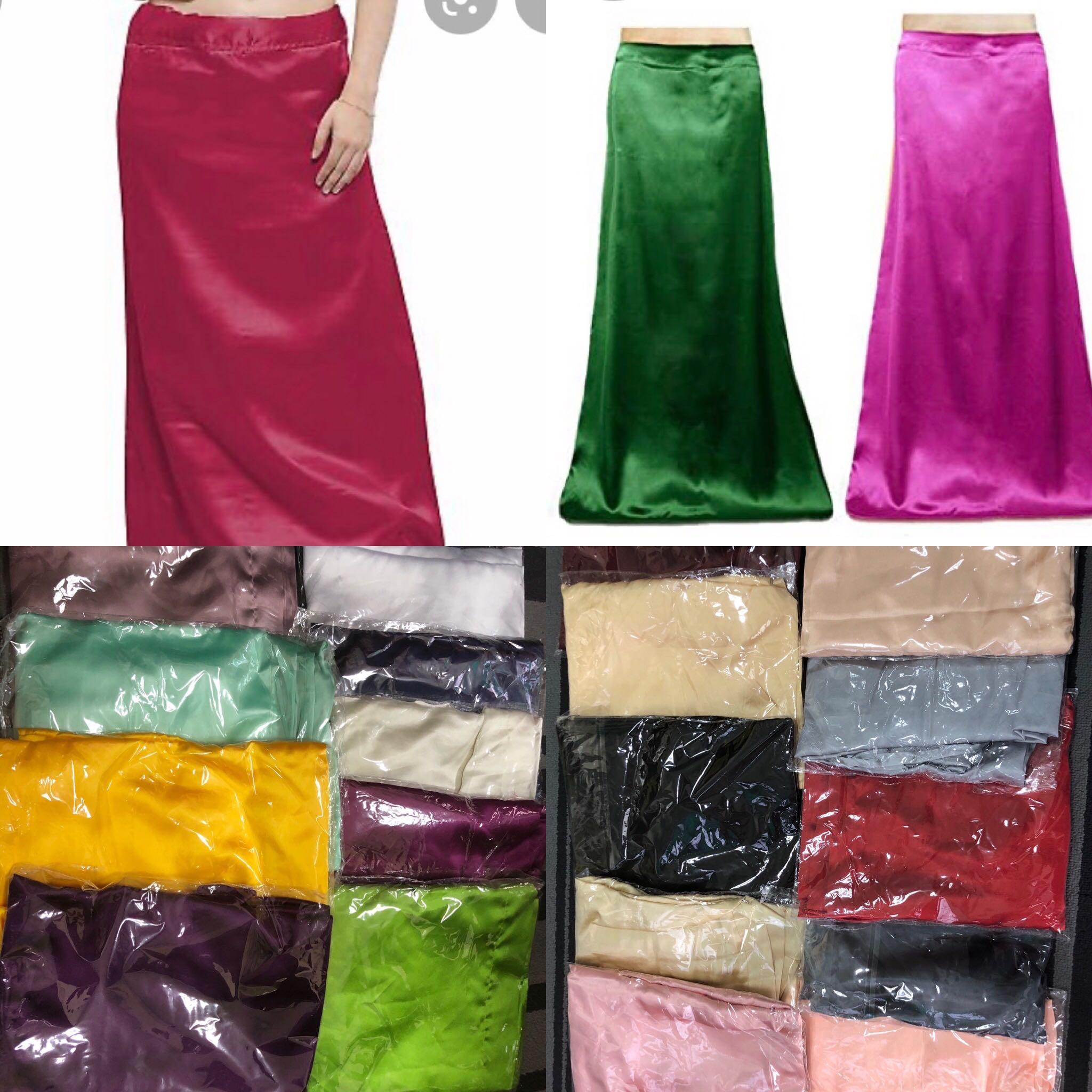 $10 “CHEAPEST SATIN PETTICOAT SAREE SARI “ inner lining skirt with  drawstring , Women's Fashion, Coats, Jackets and Outerwear on Carousell