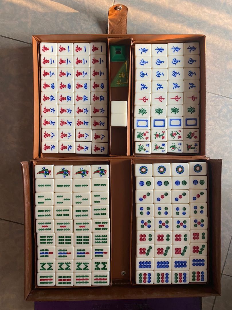 6.5分金絲麻雀牌（齊牌、皮盒）, 興趣及遊戲, 玩具& 遊戲類- Carousell