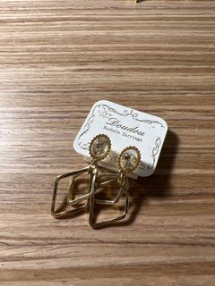 Vintage earclips復古金色菱形透明耳夾64217834591361110