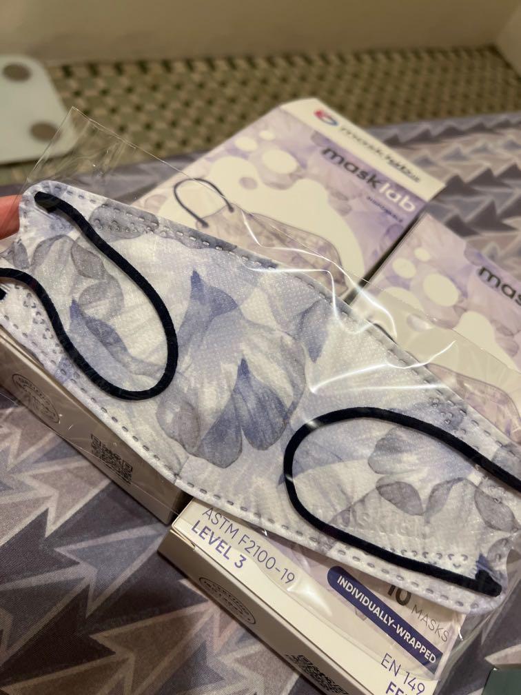 全新 mask lab KF94 紫色花花口罩 獨立包裝 成人用 一盒十個入, 健康及營養食用品, 口罩、面罩 Carousell