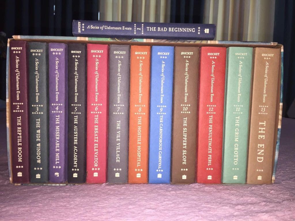 A Series of Unfortunate Events (Category: Storybooks) located in La Trinidad. Submitted by radmcd (Listing ID 1135649033, Image 1). Description: Complete set, nakahiwalay po tlga si book 1 Issue: may name of previous owner sa bottom side ng books, but overall maganda parin sila Can do meet ups within Baguio City Can ship via LBC, sf c/o buyer Payment via BPI, BDO, CBC, RCBC .