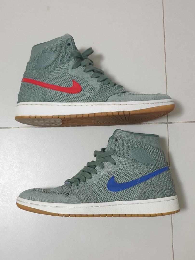 Air jordan 1 retro high flyknit clay green hot sale
