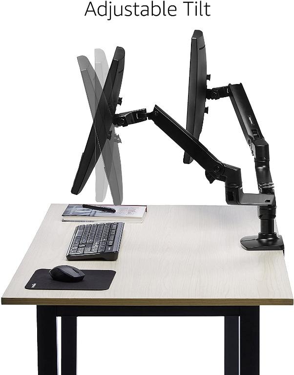 Amazon Basics Dual Monitor Stand Lift Engine Arm Mount, Aluminum