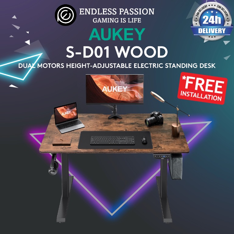 Aukey SD 01 Dual Motors Height Adjustable Electric Standing Desk With ANTI COLLISION SYSTEM
