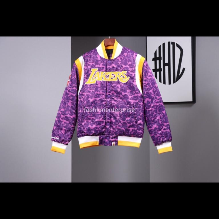Lakers Bape x Purple Satin Jacket