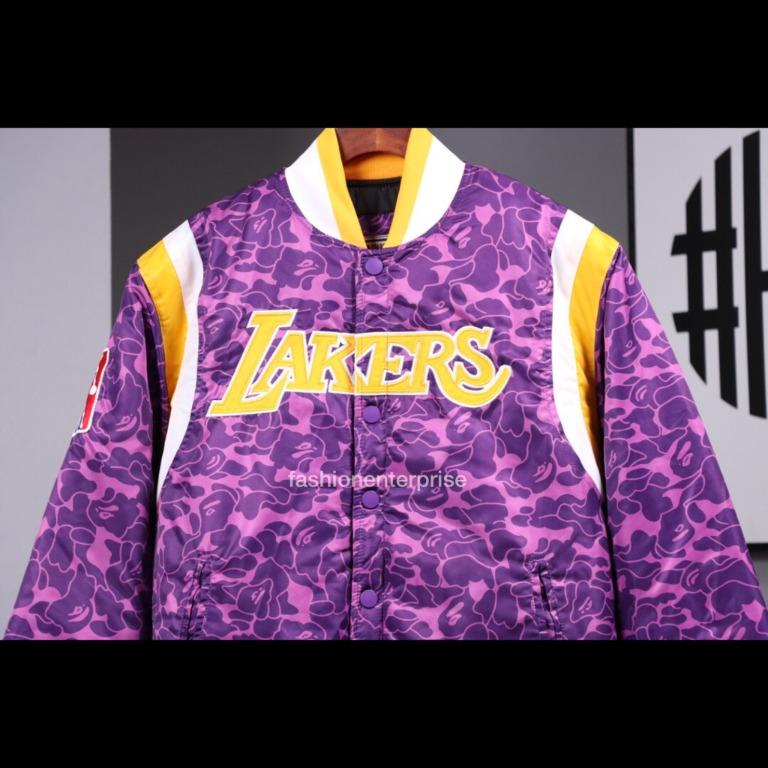 BAPE x Mitchell & Ness Lakers Warm Up Jacket Purple Men's - FW18 - US