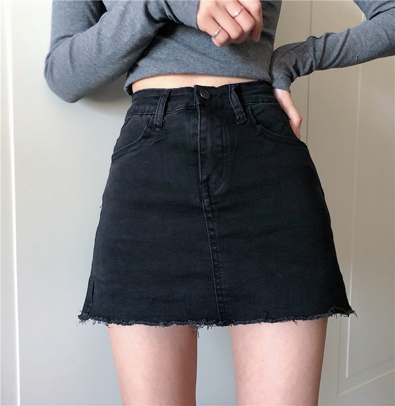 black denim skirt
