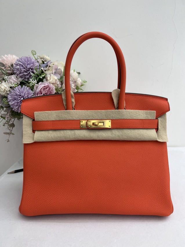 Hermes Birkin 30 Veau Togo Gold, GHW Handbag A-Stamp