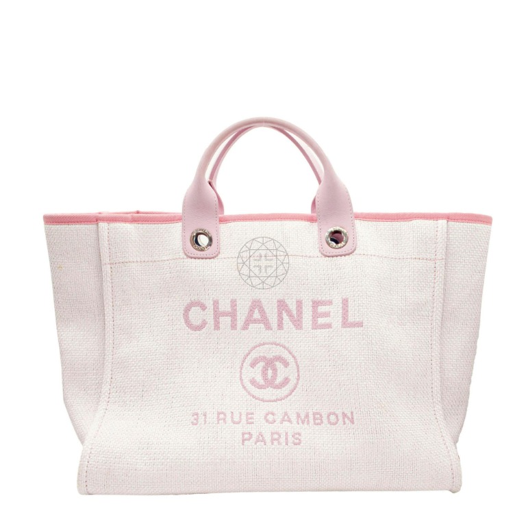 Chanel 2022 Pink Deauville Large Shopping 2 Way Tote Bag