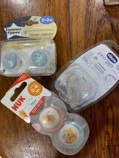 Chicco pacifier, tommee tippie pacifier and nuk