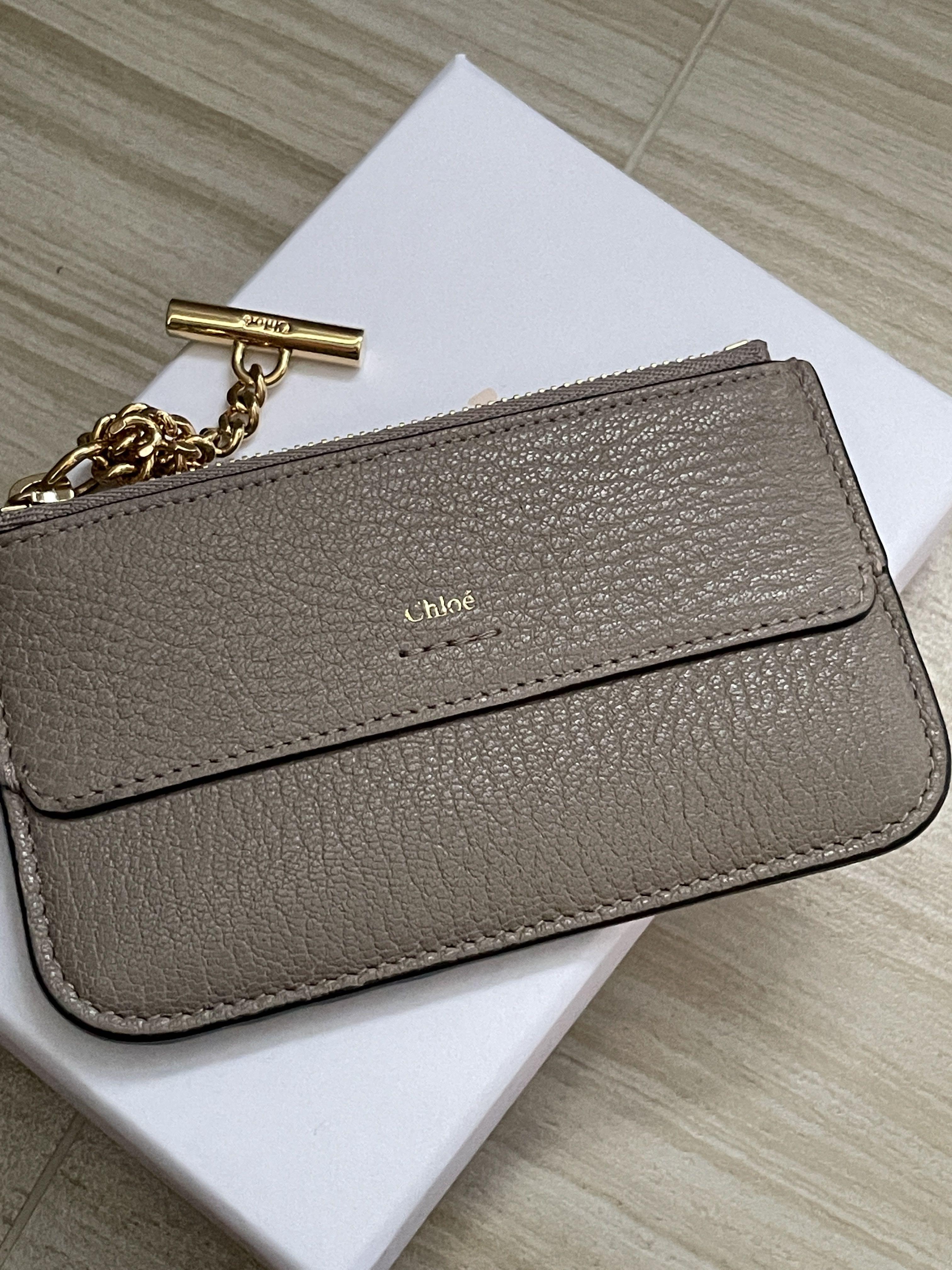Authentic Chloe Drew Cardholder in Taupe Grey Leather