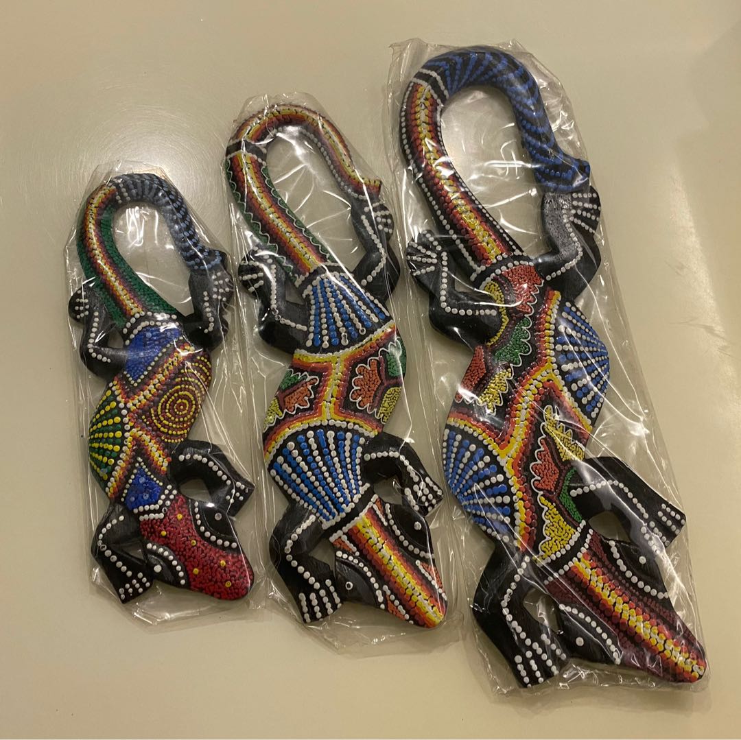 Colourful handmade, wooden Gecko wall deco, Furniture & Home Living