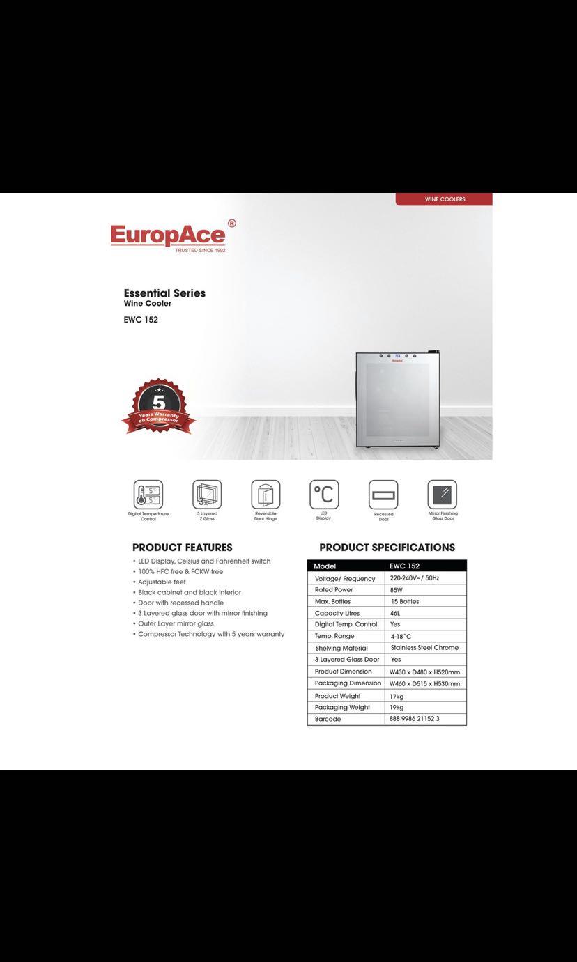 Europace EWC152 Wine Chiller, TV & Home Appliances, Kitchen Appliances