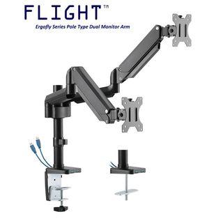 Flight™ Dual Ergofly Pole Type Series Monitor Arm LCD Arm Monitor Mount Vesa Monitor Stand Come With 2 x 3.0 USB L26UD