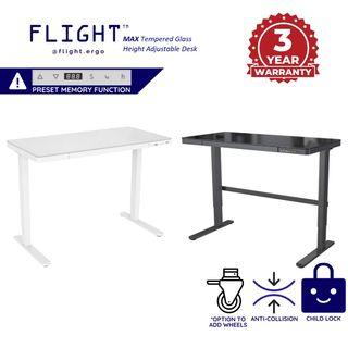 Flight™ MAX Motorize Height Adjustable Desk Sit Stand Table DUAL MOTOR Standing Desk Electric Tempered Glass Top - M1DD