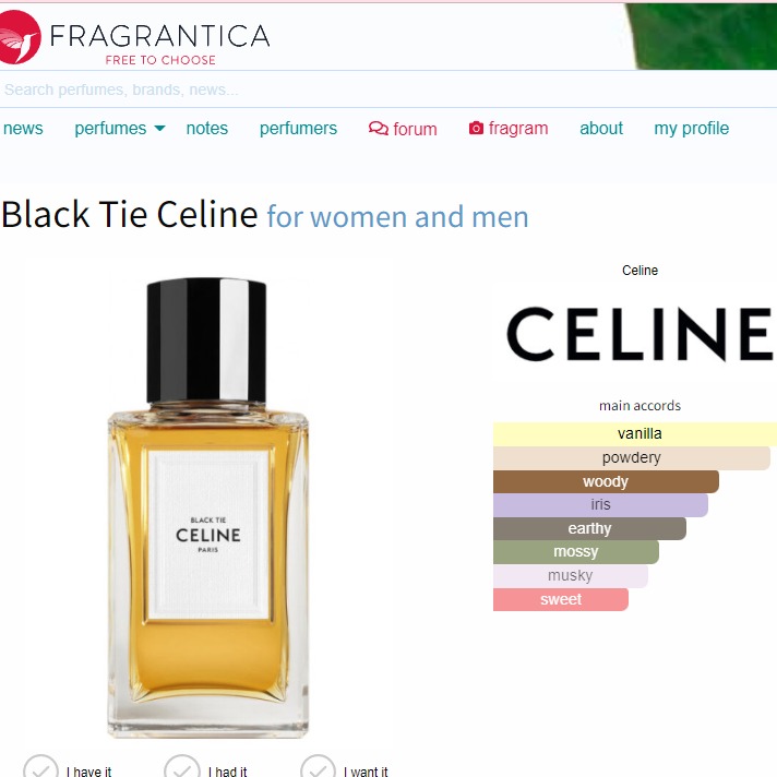 Celine black tie perfume sale