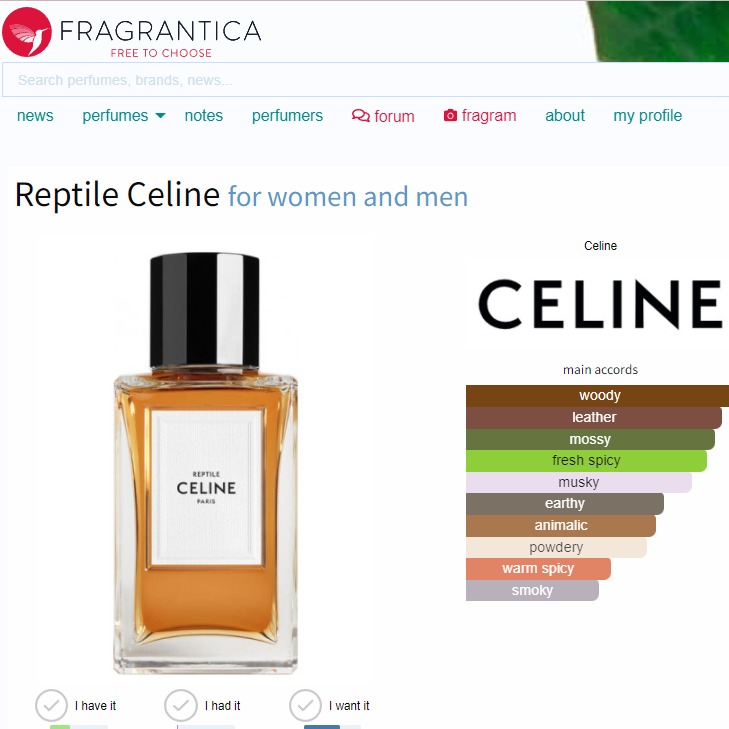 Reptile hotsell celine perfume