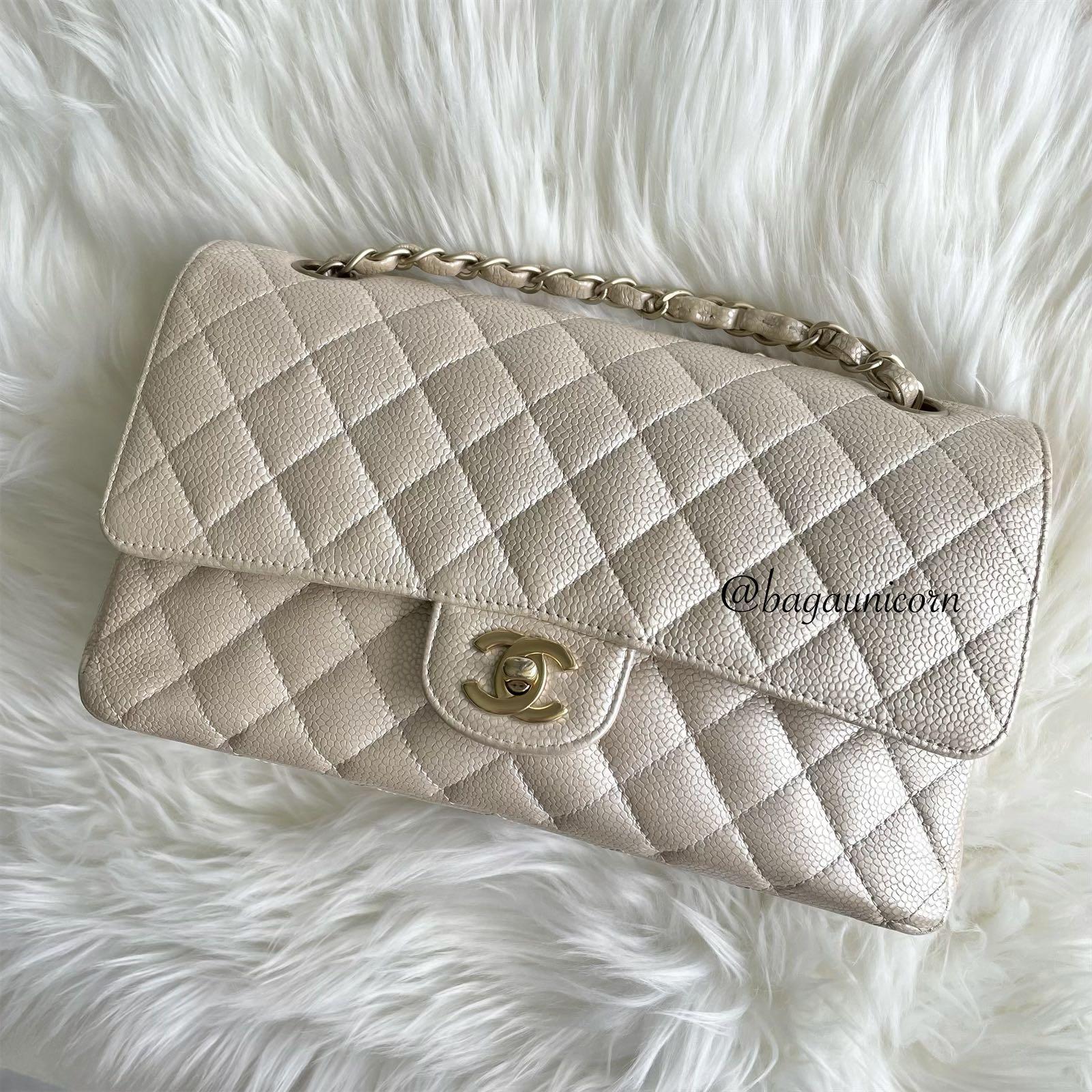 (Full set) Chanel pearly beige classic double flap bag