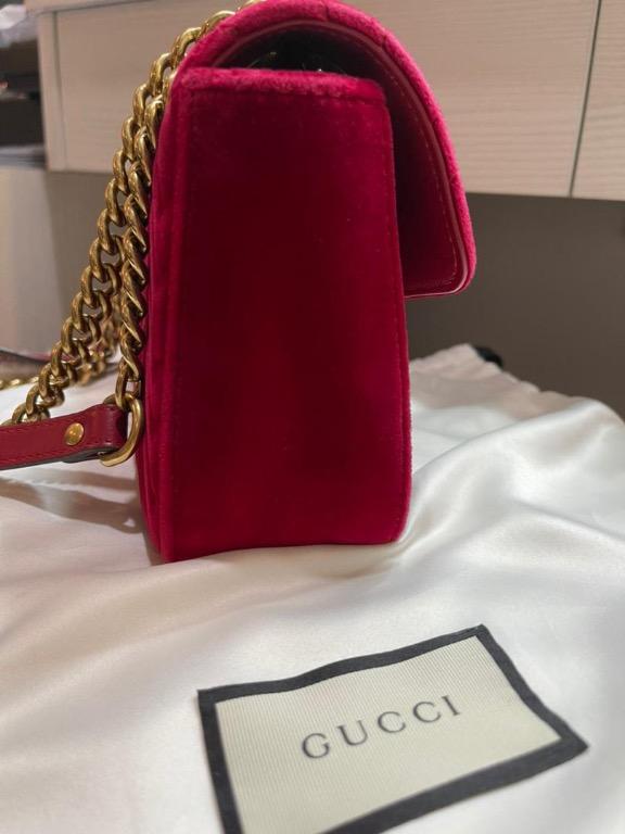 Gucci marmont red velvet mini size, Luxury, Bags & Wallets on Carousell