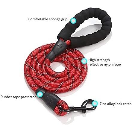 Black Taglory Training Lead for Dogs 20m Reflective Long Dog Rope Lead with Soft Padded Handle for Small Medium Large Dogs
