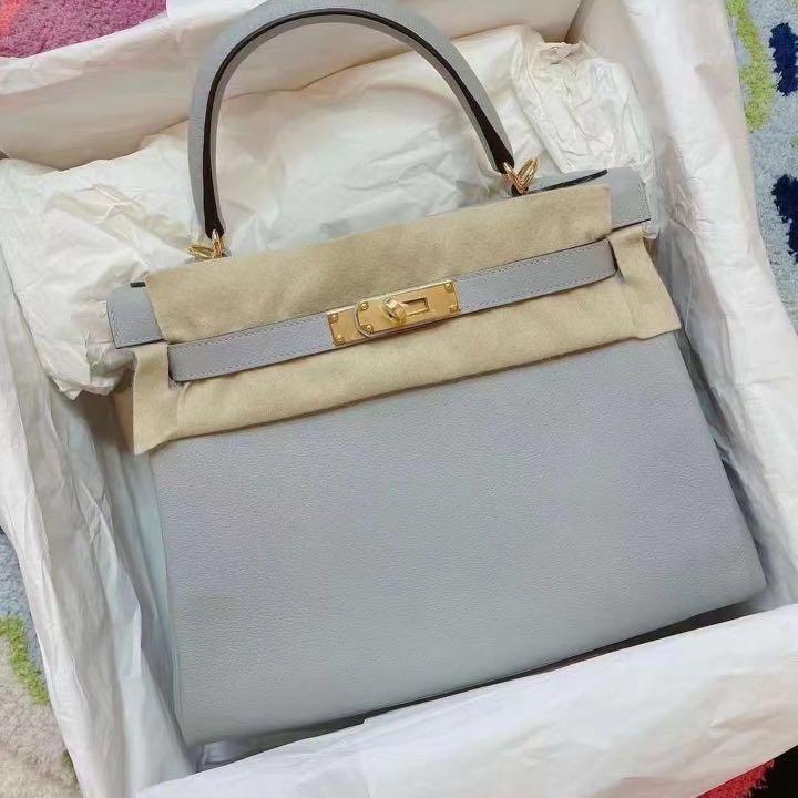 Hermes Kelly Dance Blue glacier Evercolor leather Gold hardware