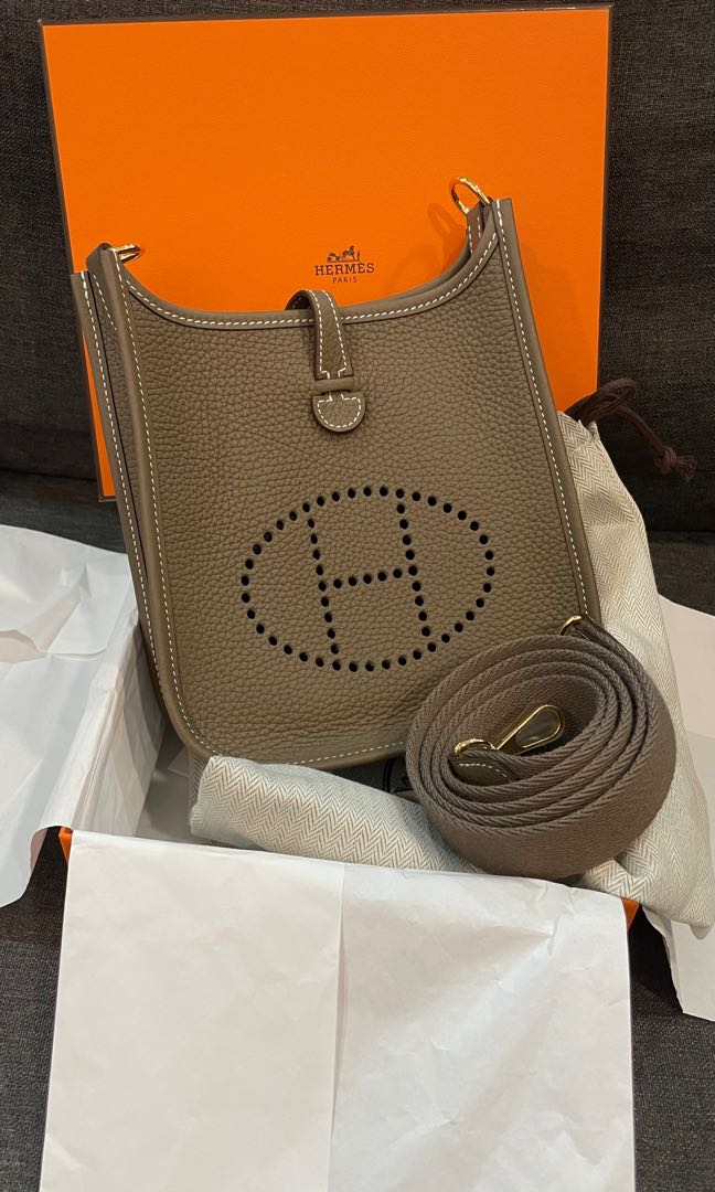 Hermes Mini Evelyne Etoupe GHW