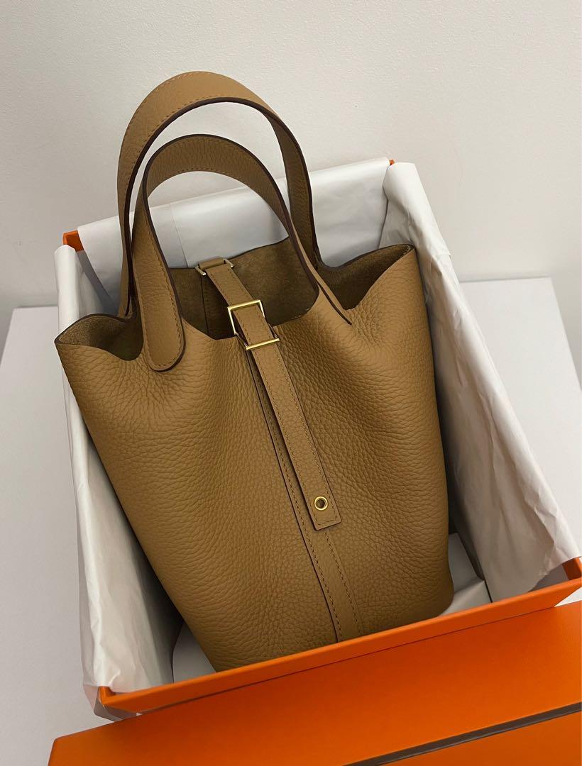 Hermes Biscuit Taurillon Clemence Picotin Handbag