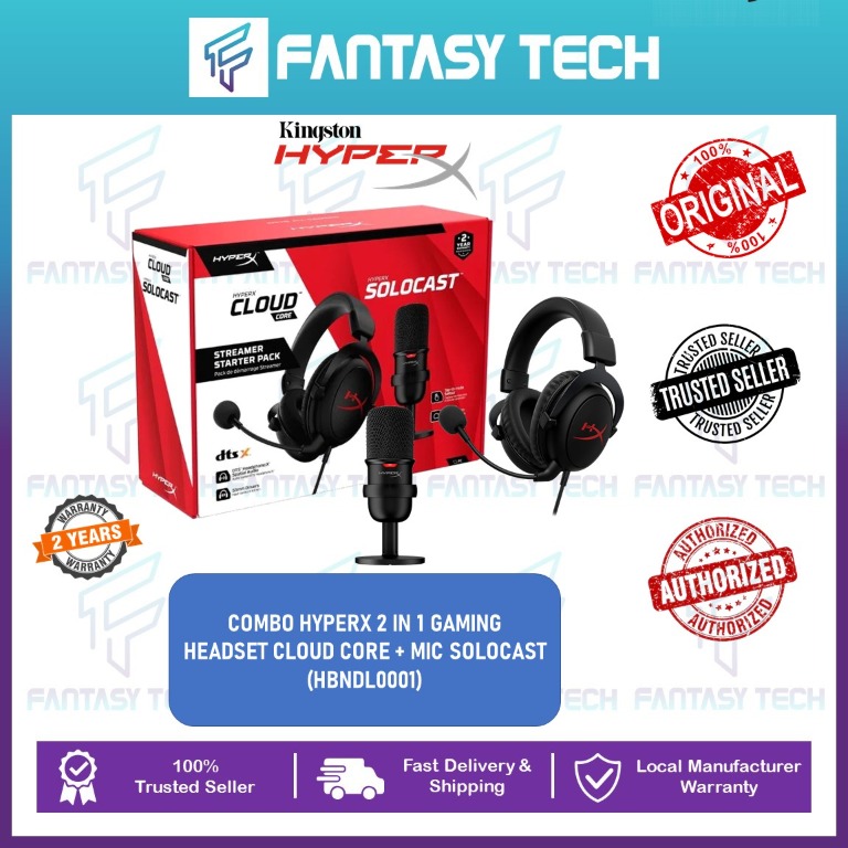 Combo Gaming HyperX Streamer Starter Pack Cloud Core +  SoloCast,Audifonos,For video editors, streamers, and gamers looking for a  USB microphone with excellent sound quality, the HyperX SoloCast is a must.  It's Plug