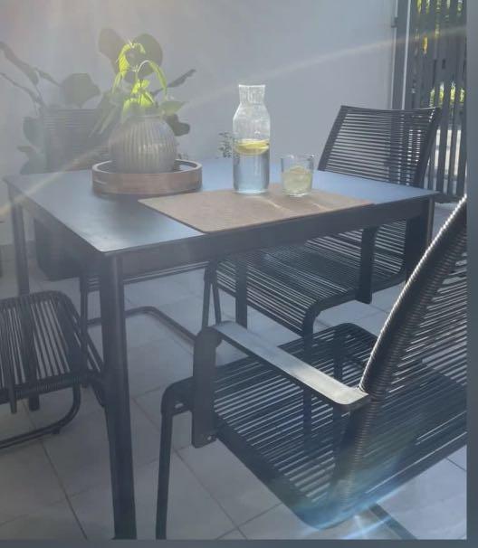 IKEA outdoor table, black. Powder coated, Metal., Furniture & Home