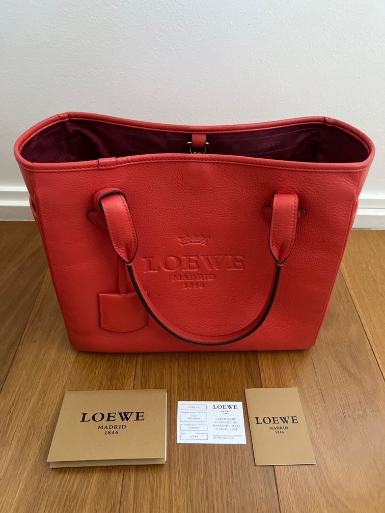 Like new authentic Loewe heritage tote orange bag with receipt Women s Fashion Bags Wallets Tote Bags on Carousell