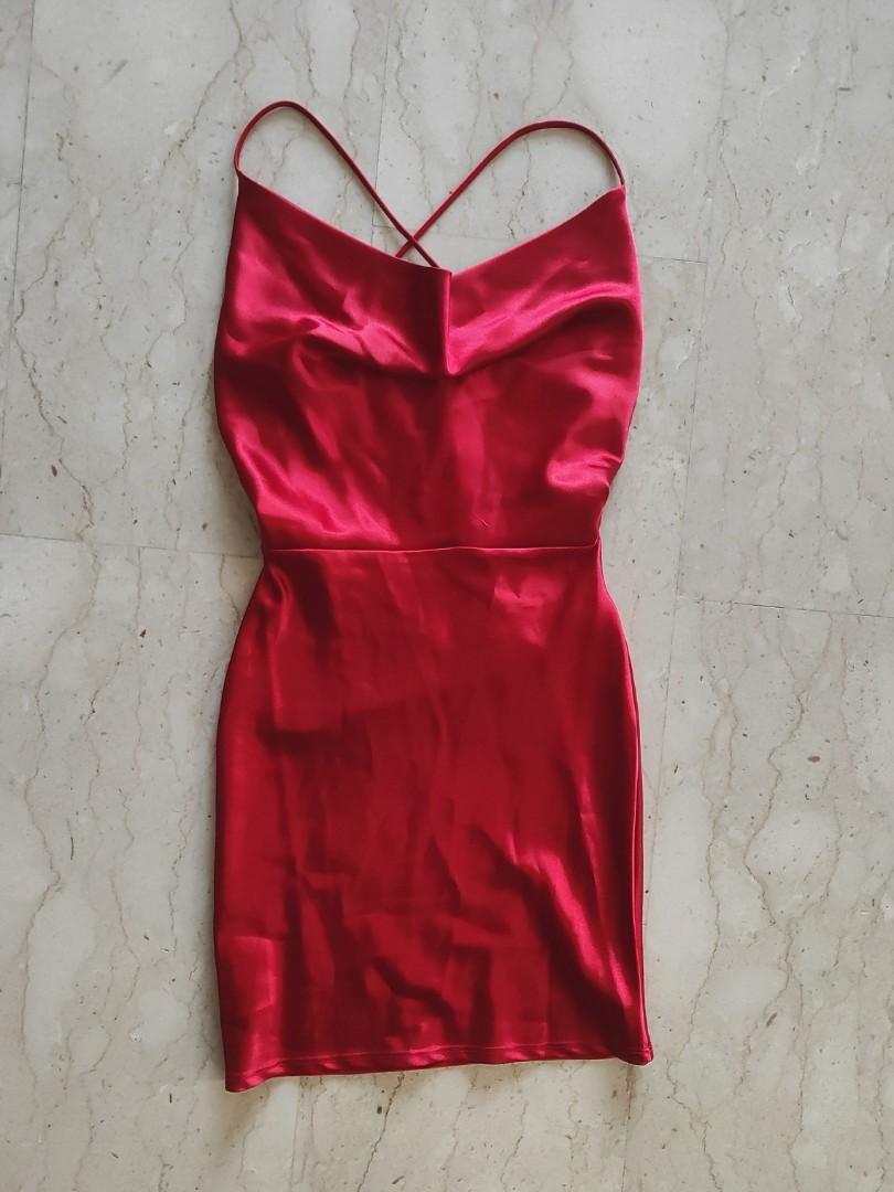 Red silk deals dress mini